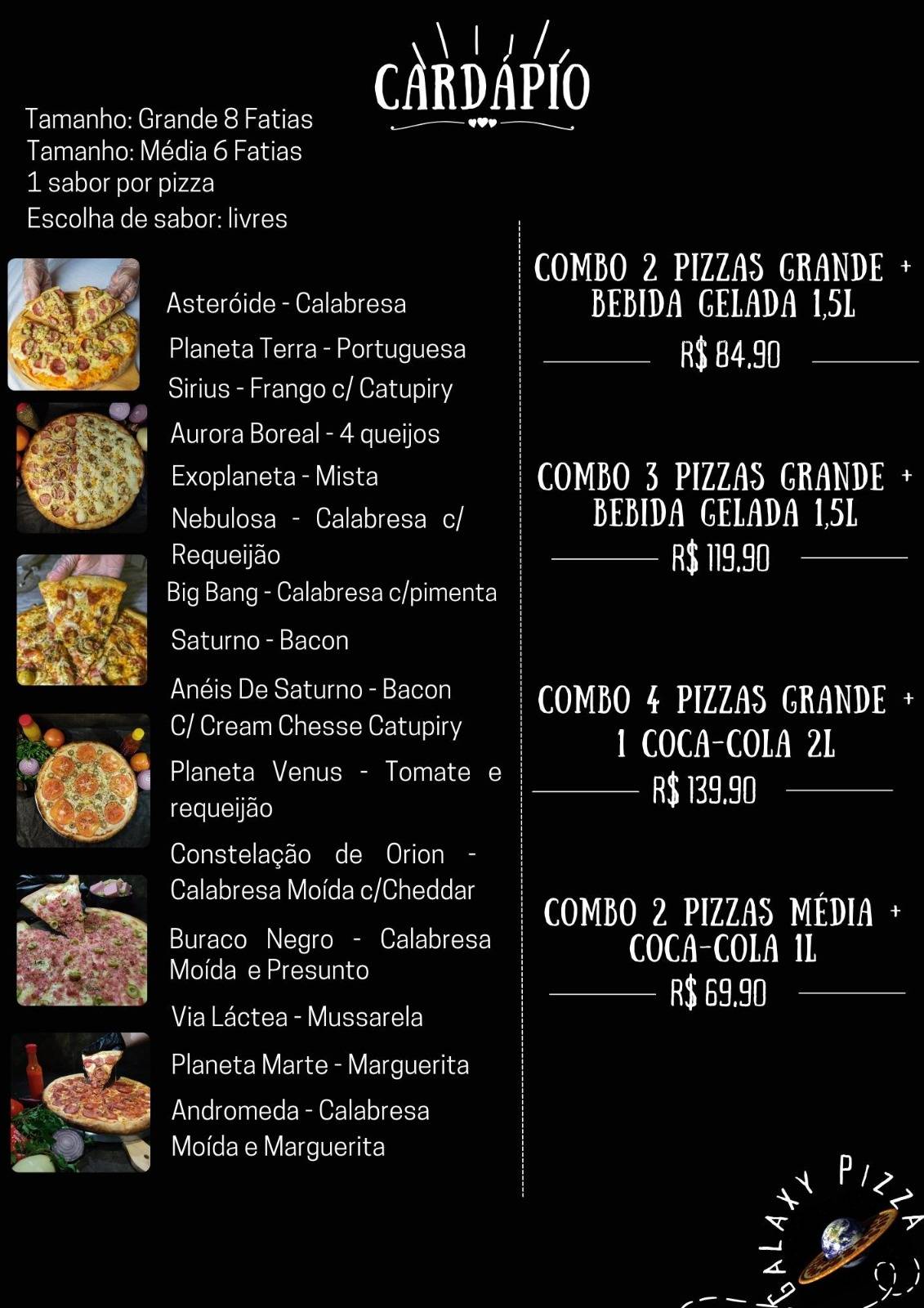 Galaxy Pizza Delivery cardápio