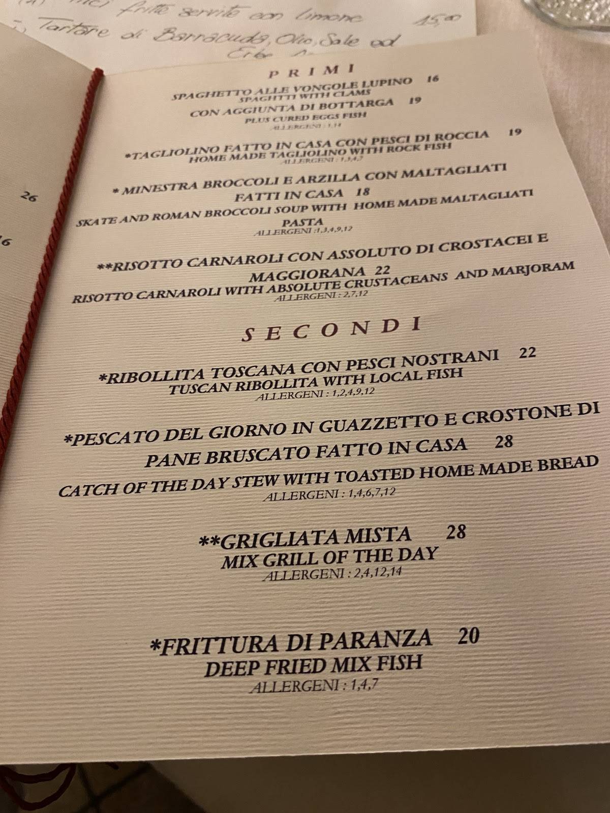 Menu de Gallo Ristorante di pesce