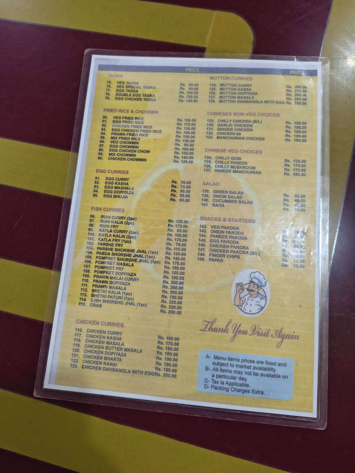 Gandharaj Restaurant menu