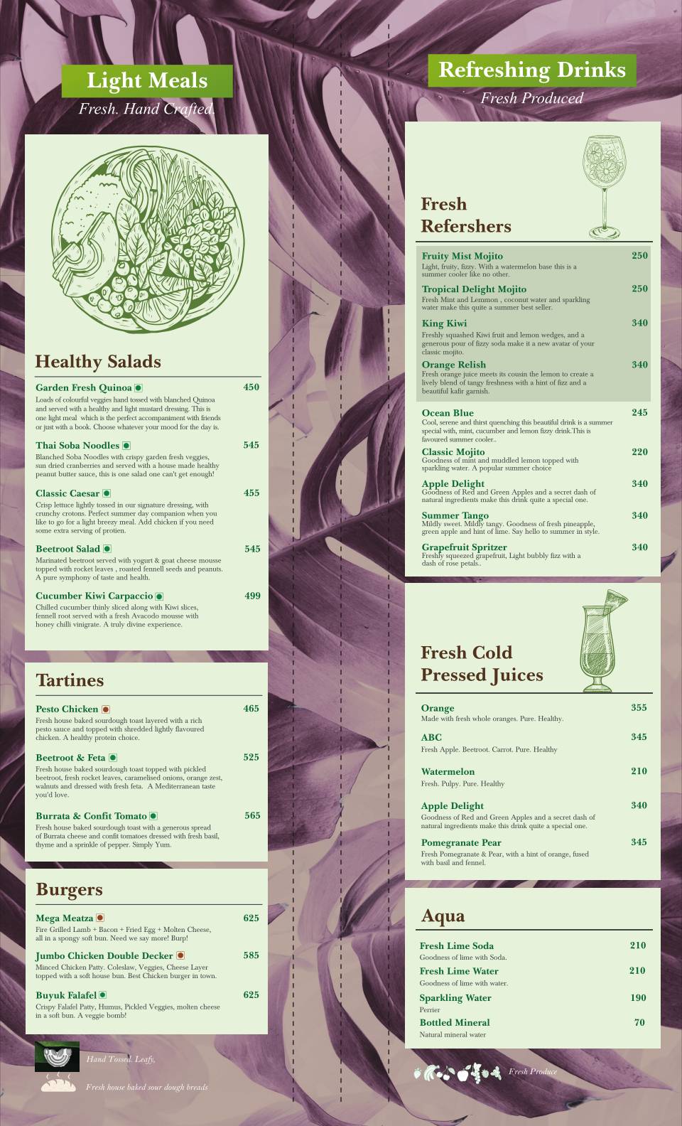 Garden Lovers Botanical Boutique And Cafe menu