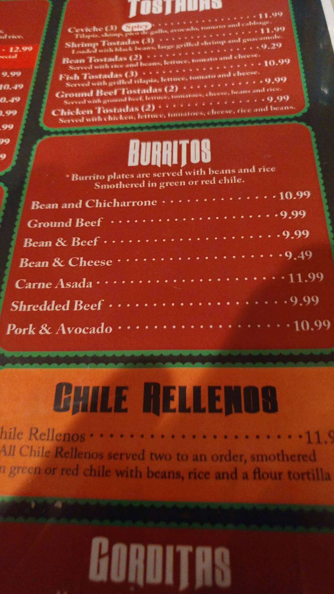 Menu at Garlic & Onions Mexican Grill restaurant, Pueblo