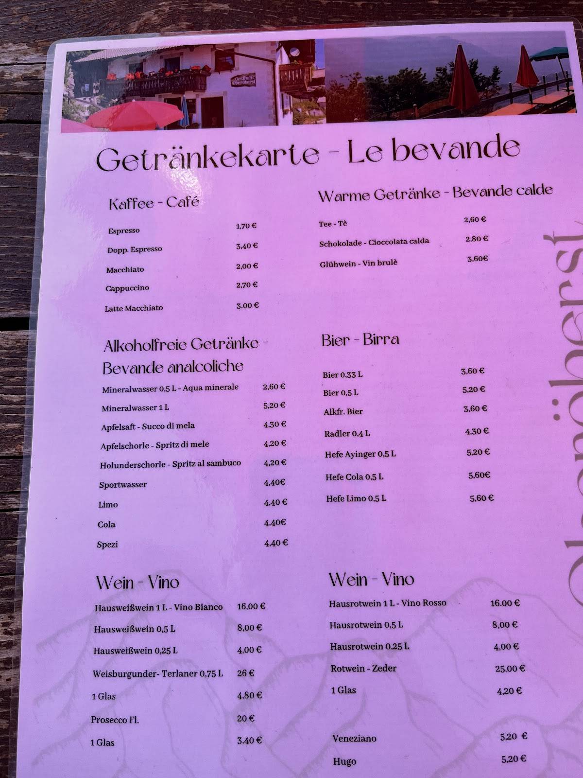 Menu di Gasthaus Oberöberst 