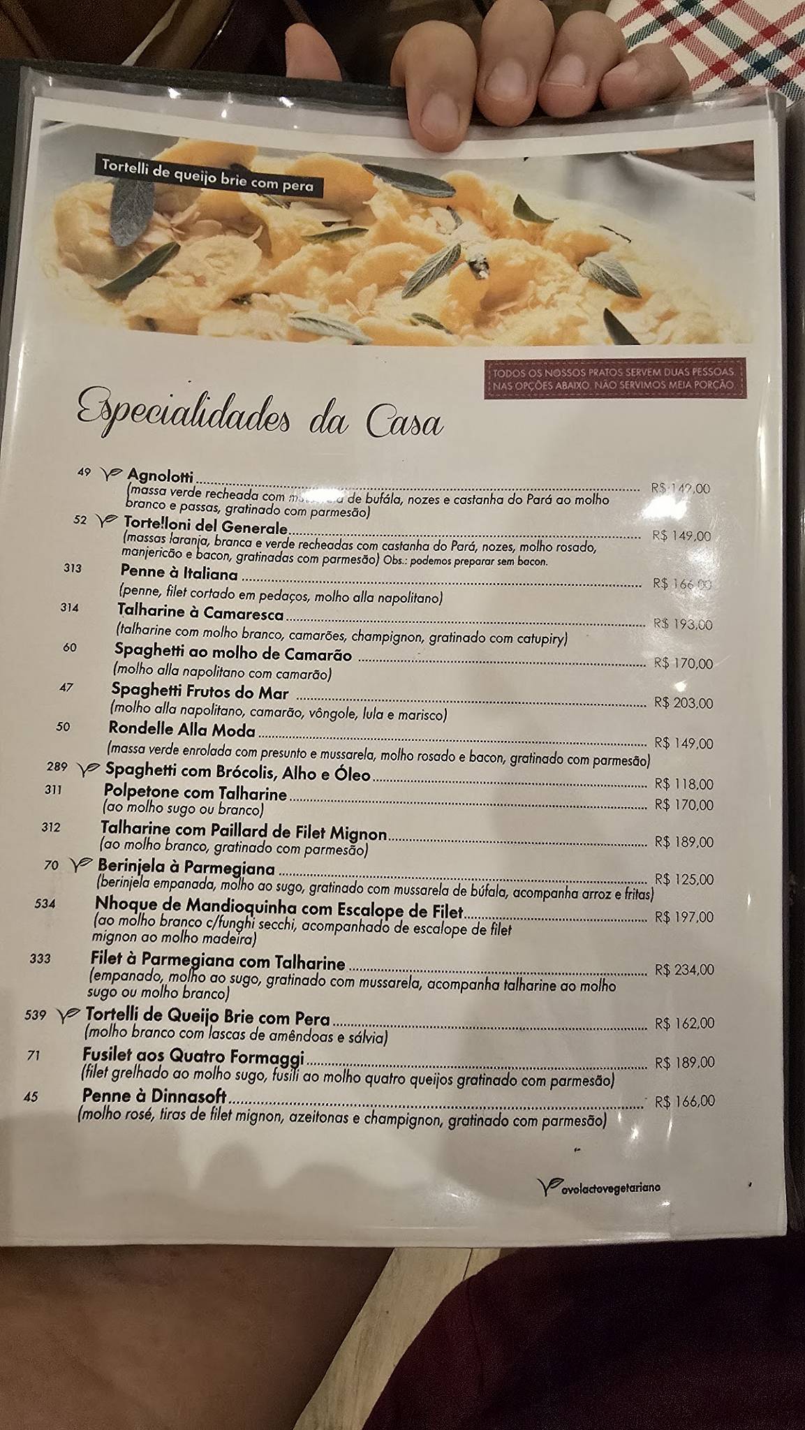 Generale Via Castelli cardápio