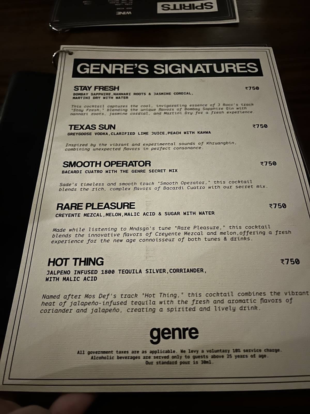 Genre menu