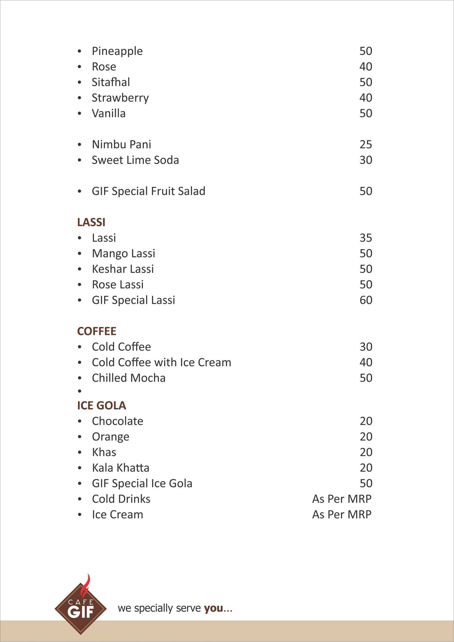 Cafe GIF menu
