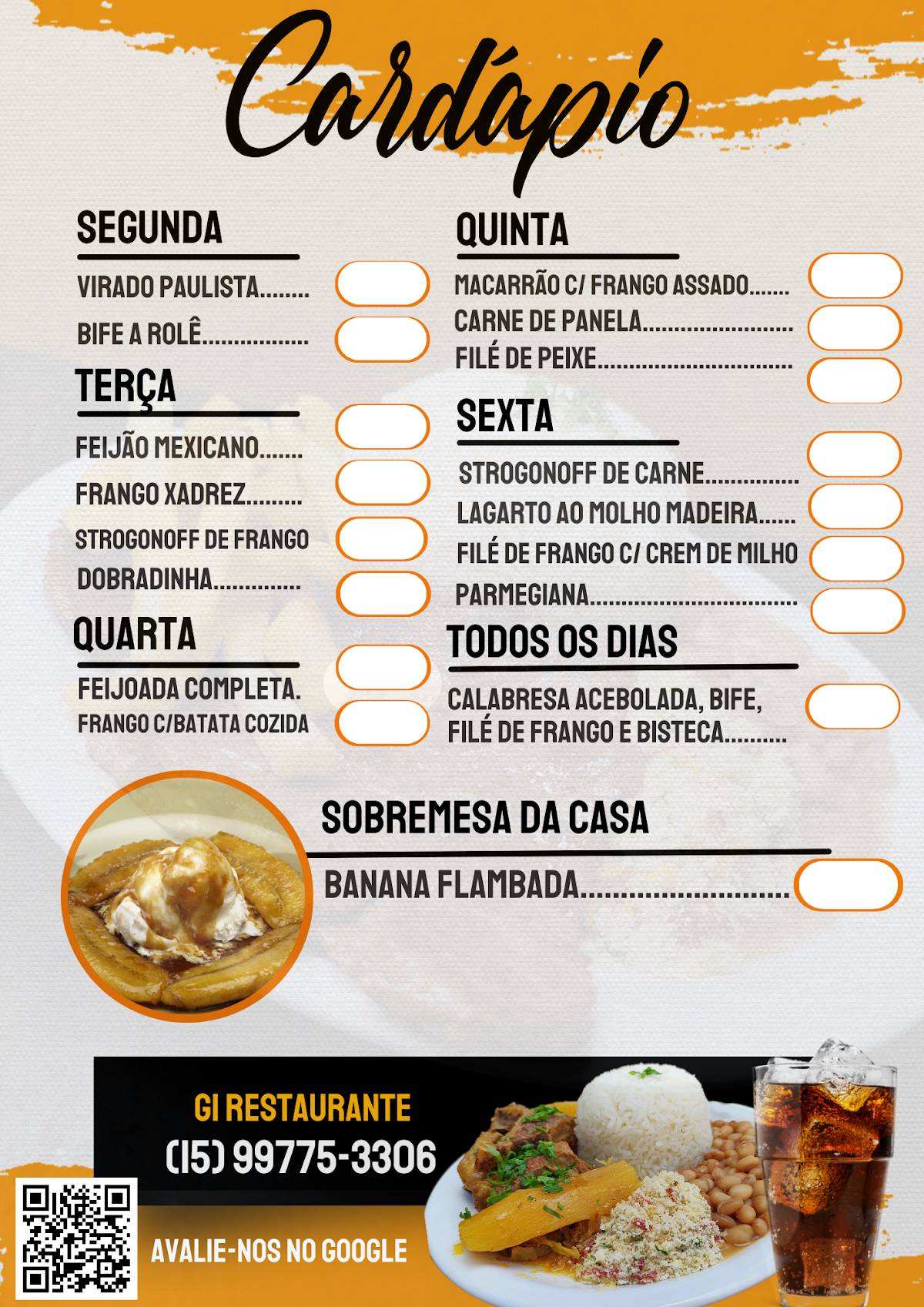 Gi Restaurante - Restaurante em Ibiúna cardápio