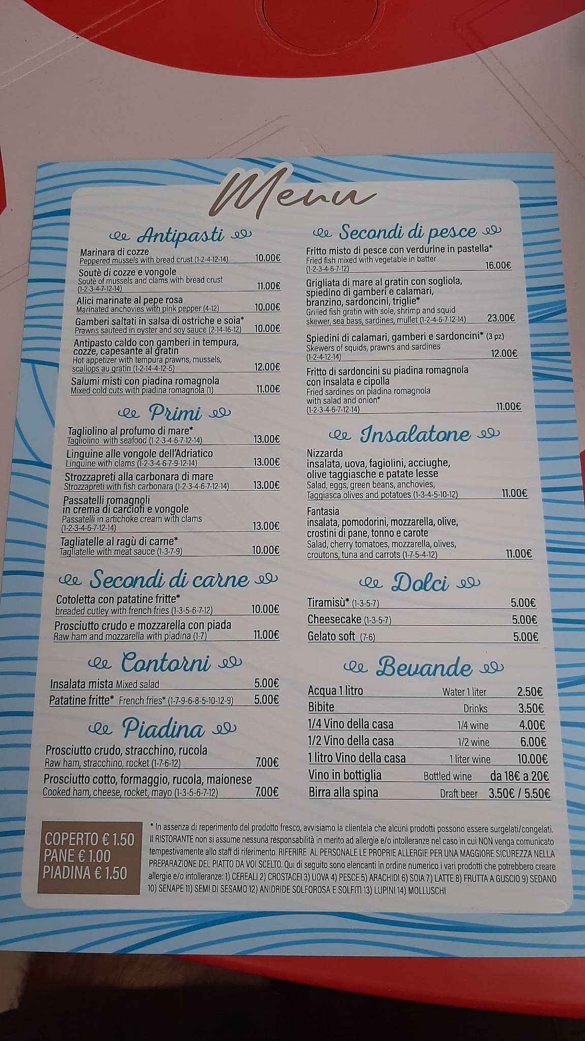 Menu di Giamaica Bar Ristorante 