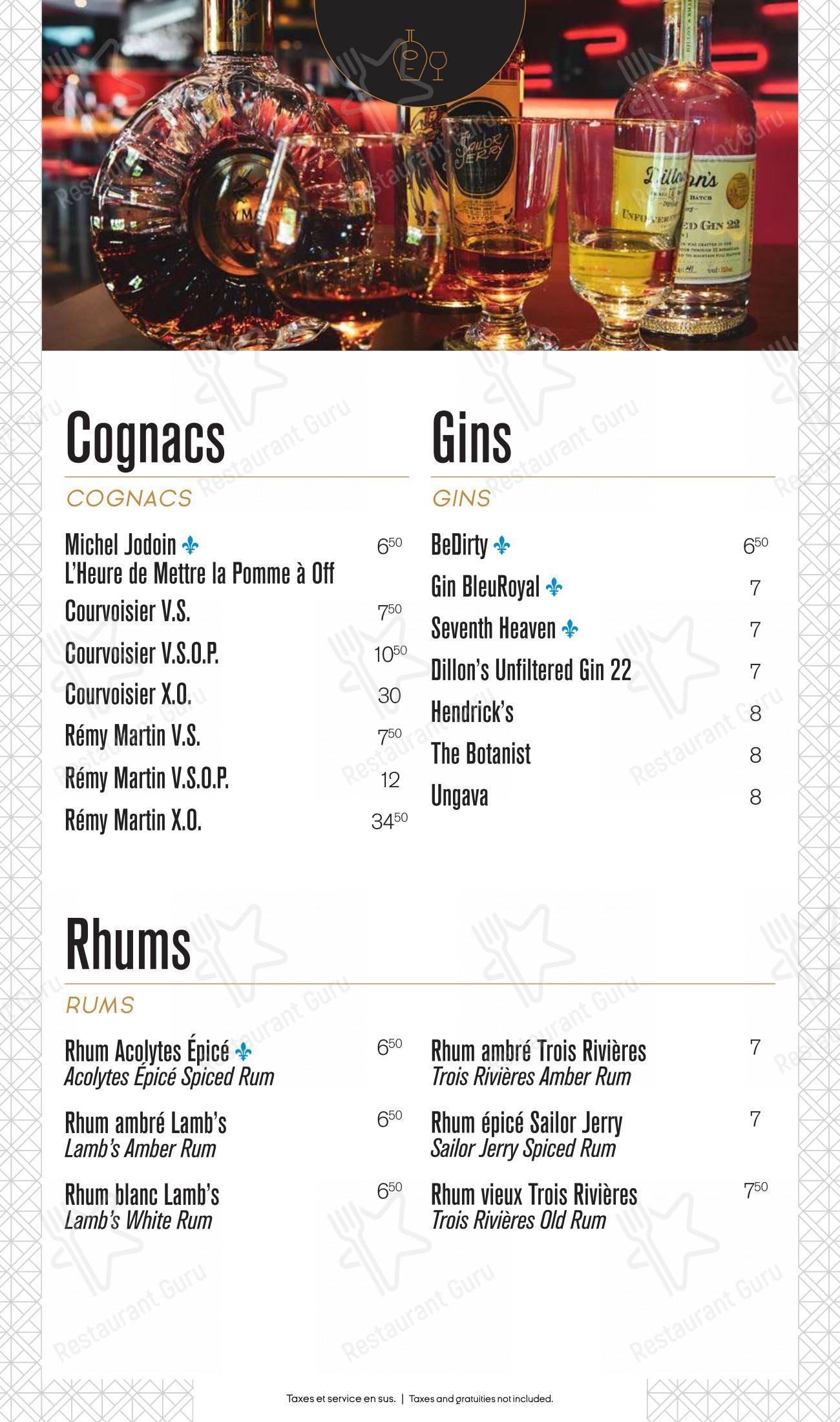 Menu pour Ginger Resto-Bar - Dinner Menu