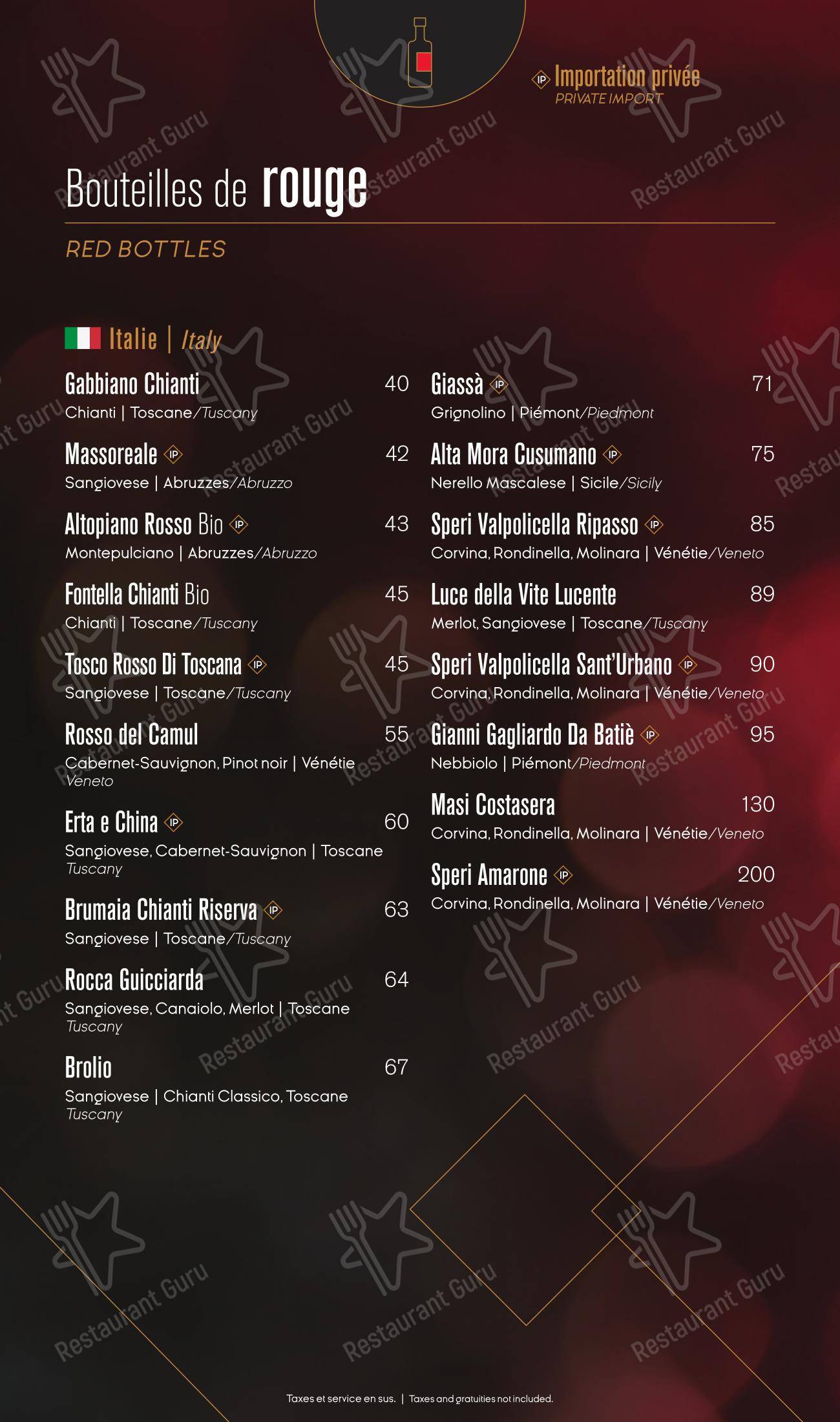 Ginger Resto-Bar dans Québec - Wine Menu
