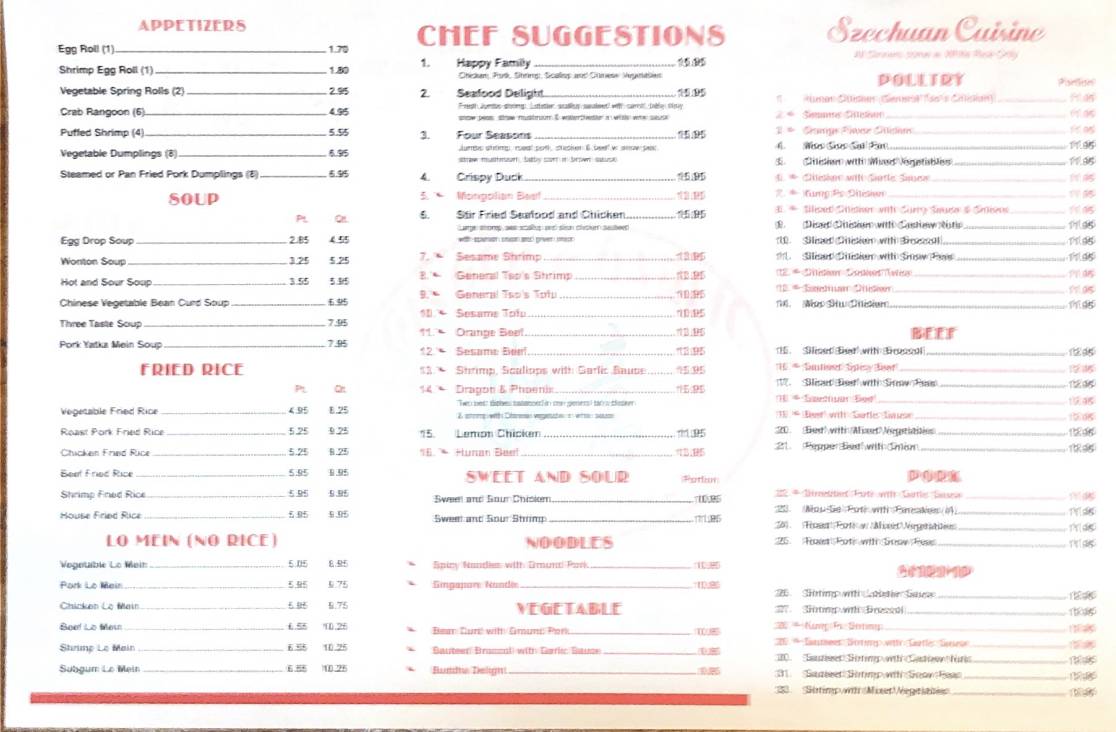 Menu at Ginger & Garlic Chinese Restaurant, Hamburg