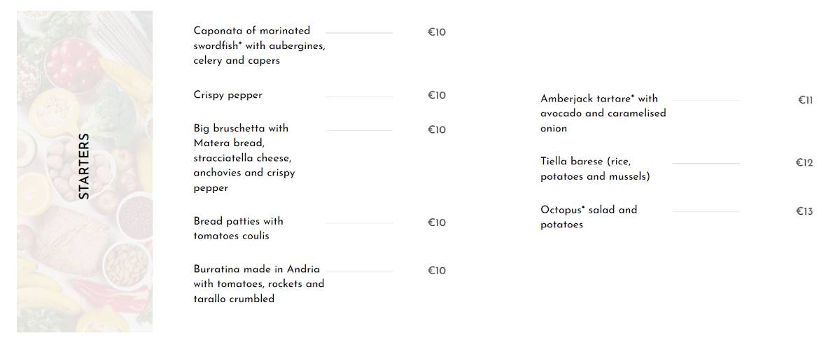 Menu di Giù A Sud -green Bistrot- 