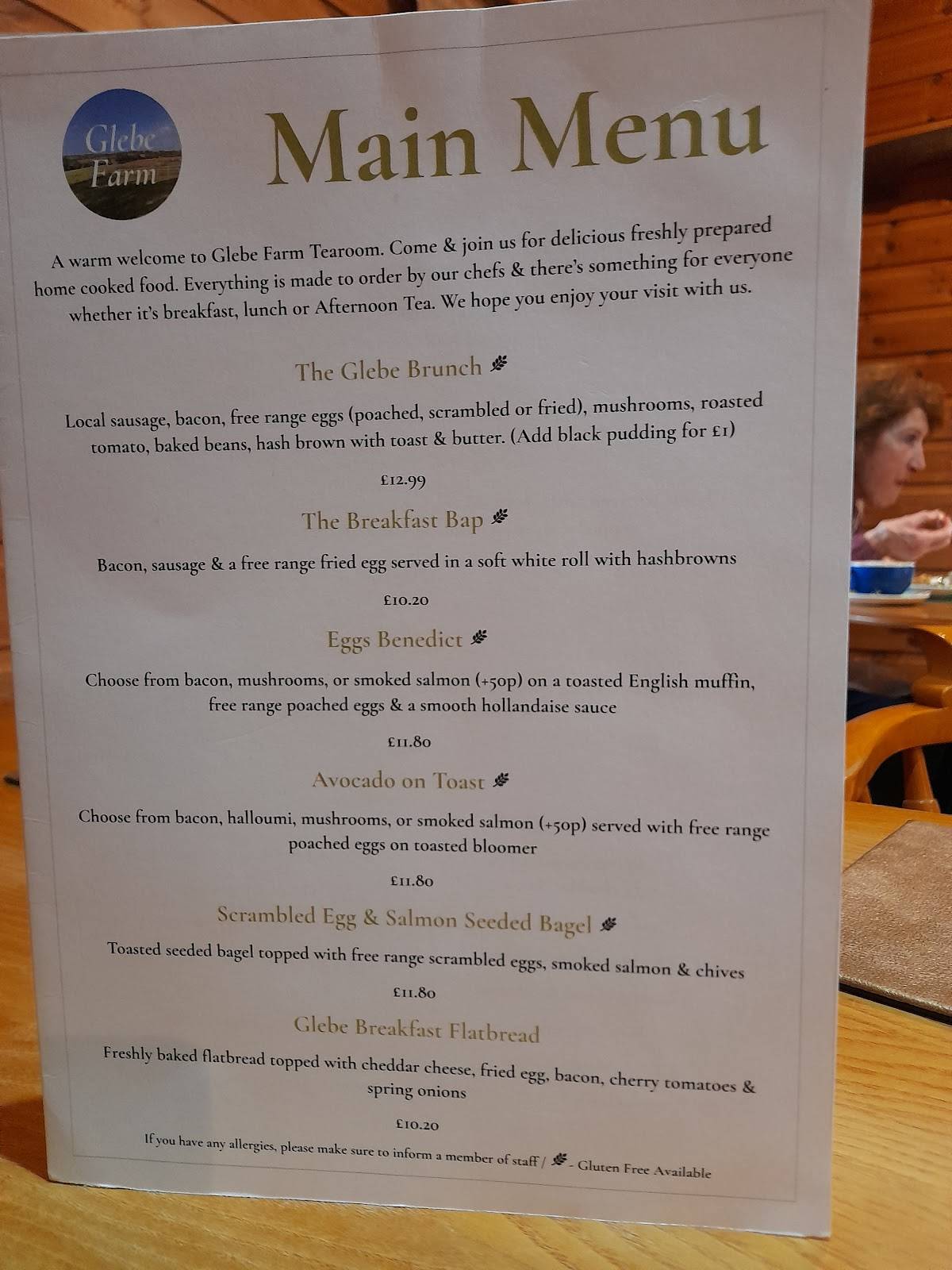 Menu at Glebe Farm Shop & Tea Room cafe, Kettering