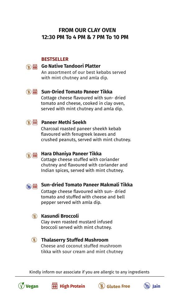 Go Native Whitefield menu