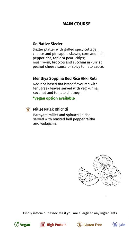 Go Native Whitefield menu