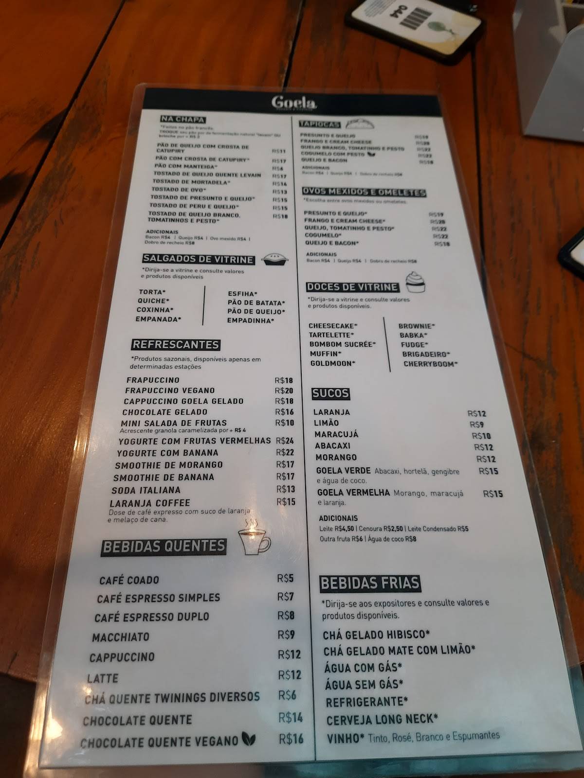 Goela Padaria e Cozinha cardápio