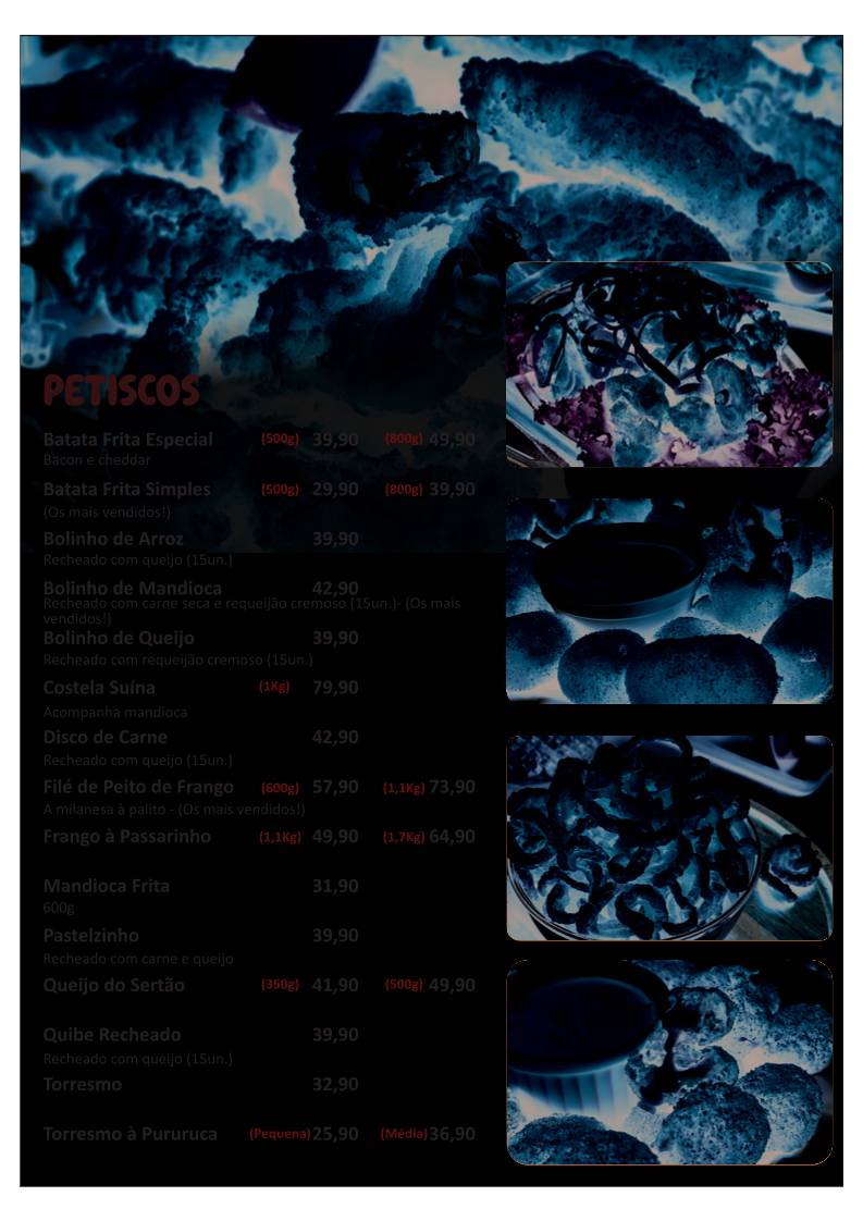 Paçocas Bar e Restaurante cardápio
