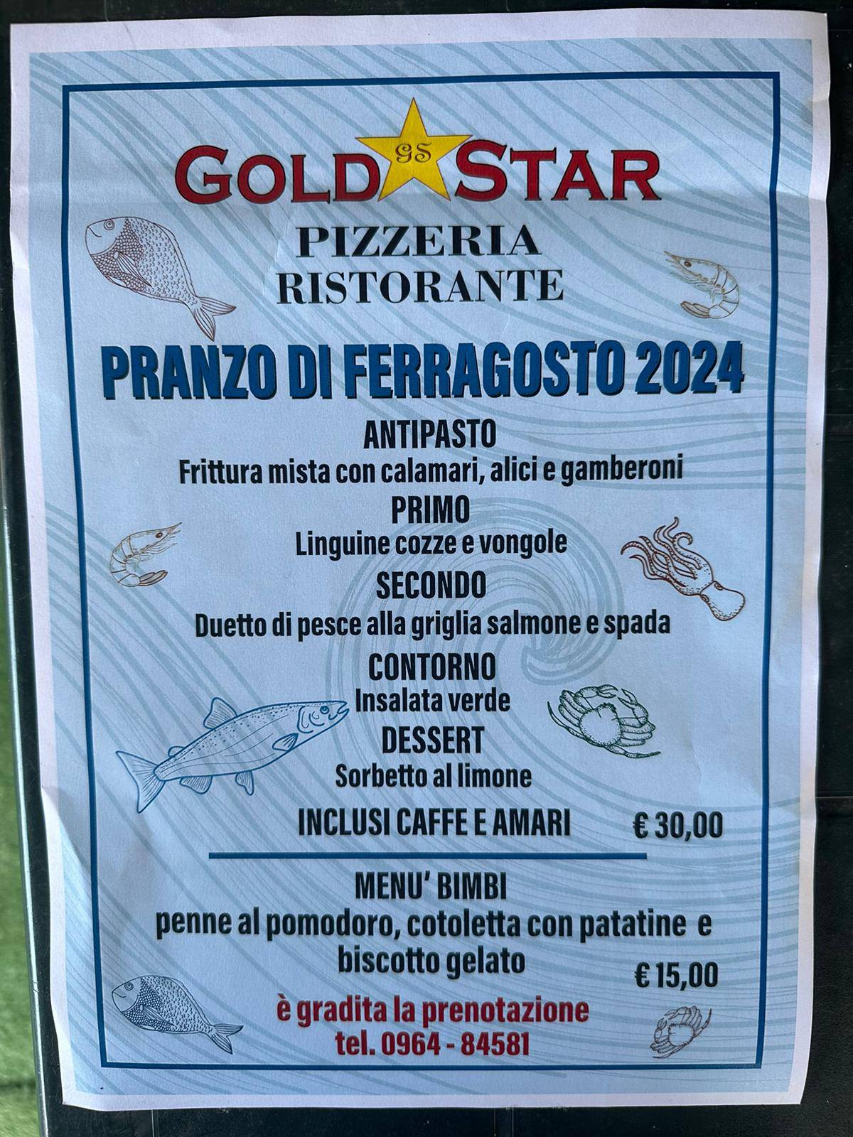Menu de Gold Star Pizzeria Ristorante