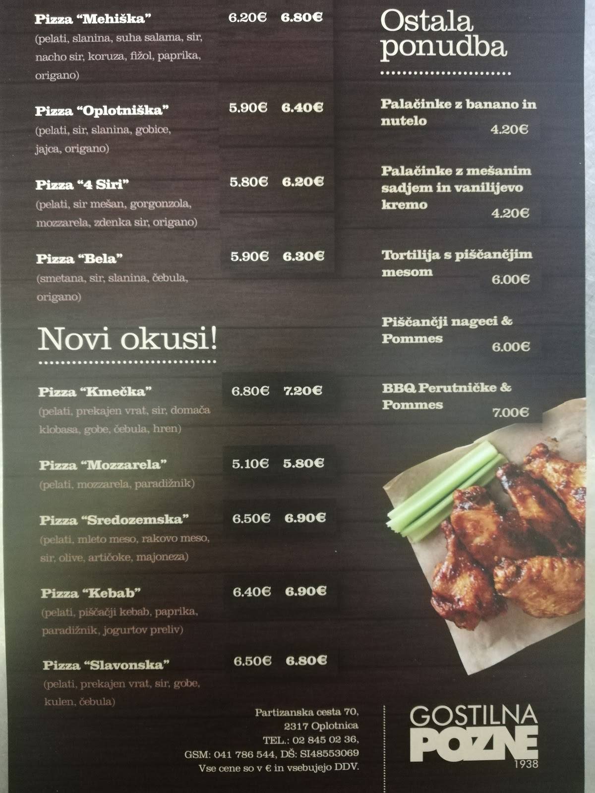 Menu di Gostilna Pozne 