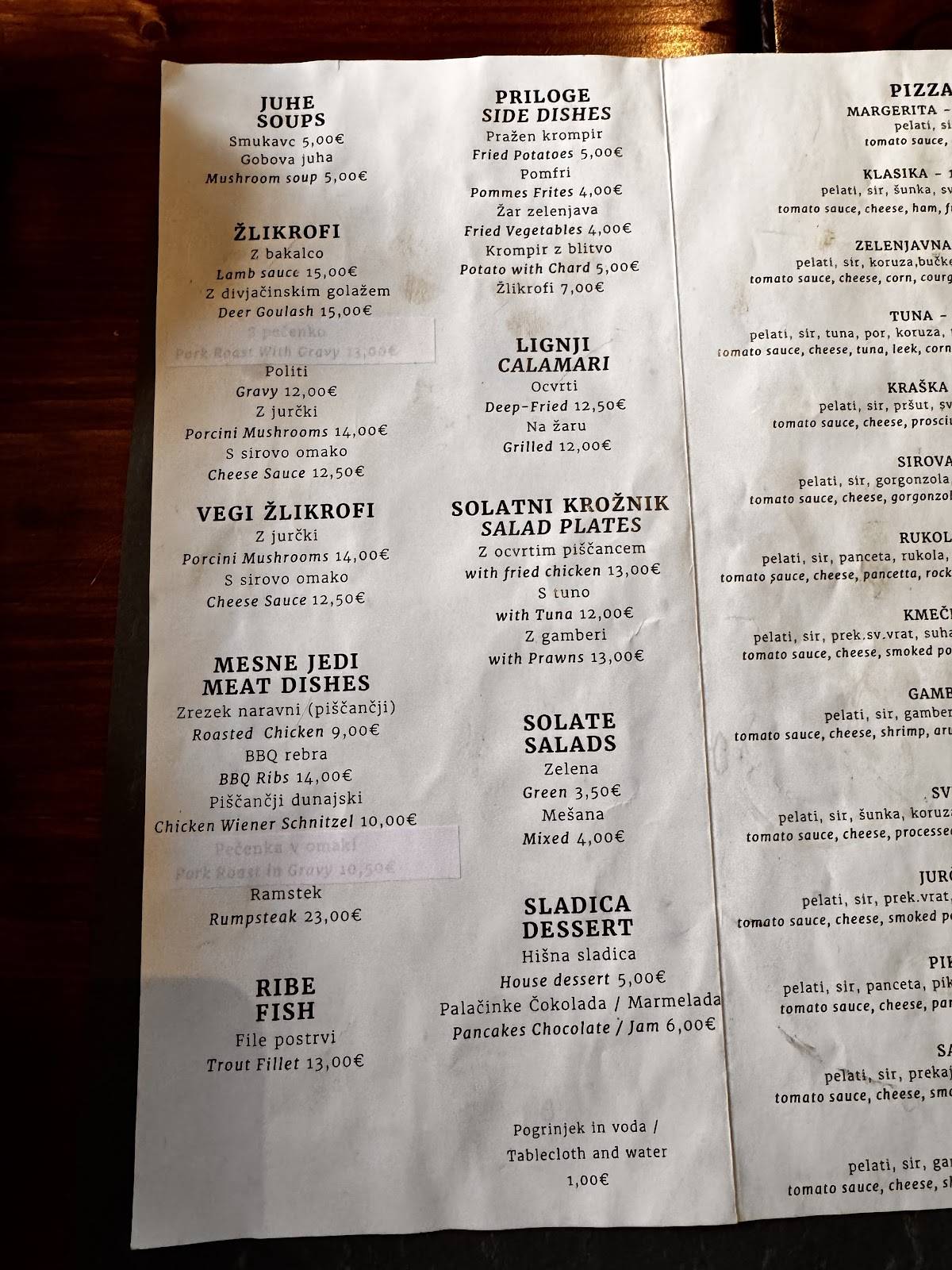 Menu di Gostišče Barbara 