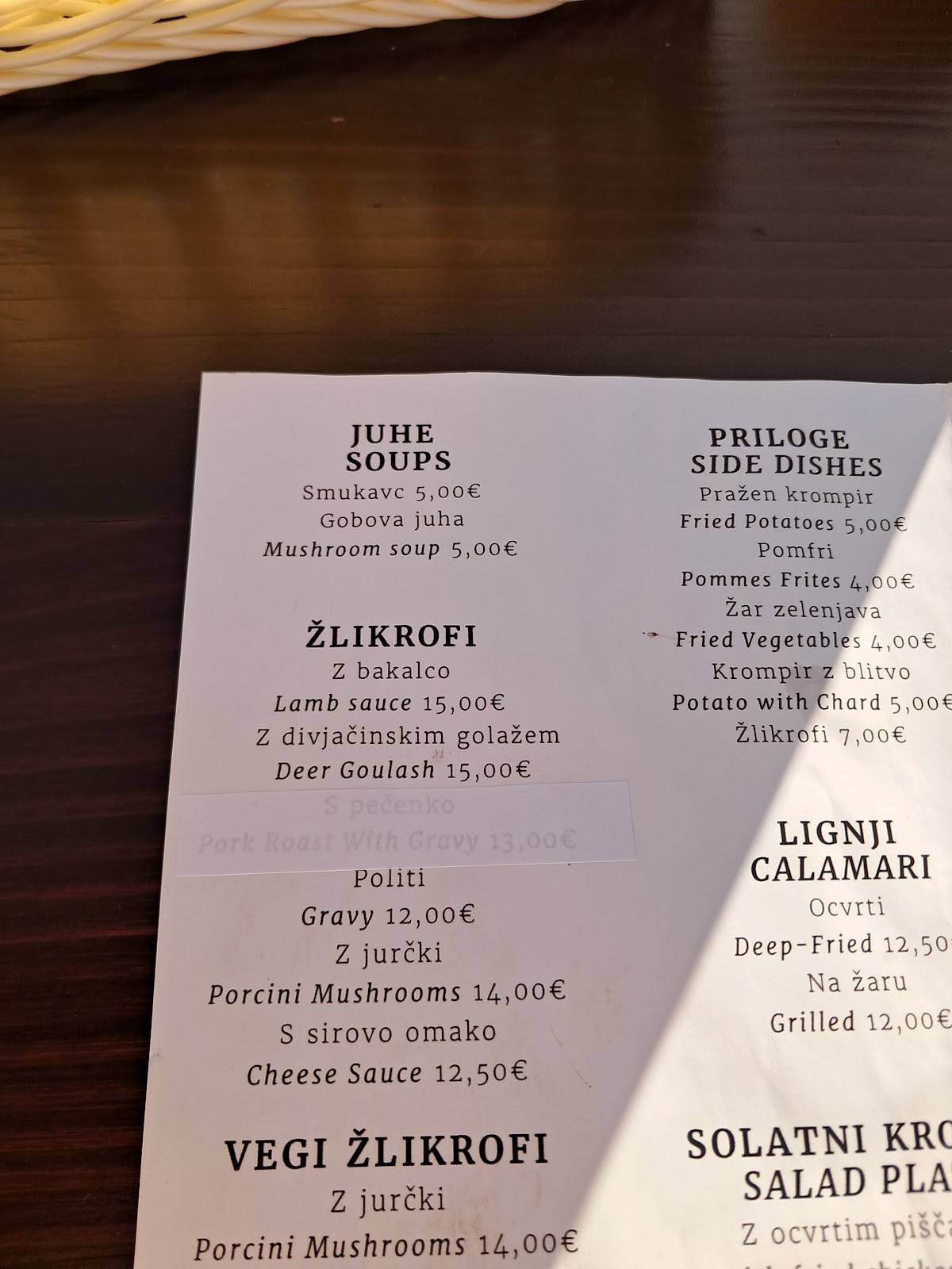 Menu di Gostišče Barbara 