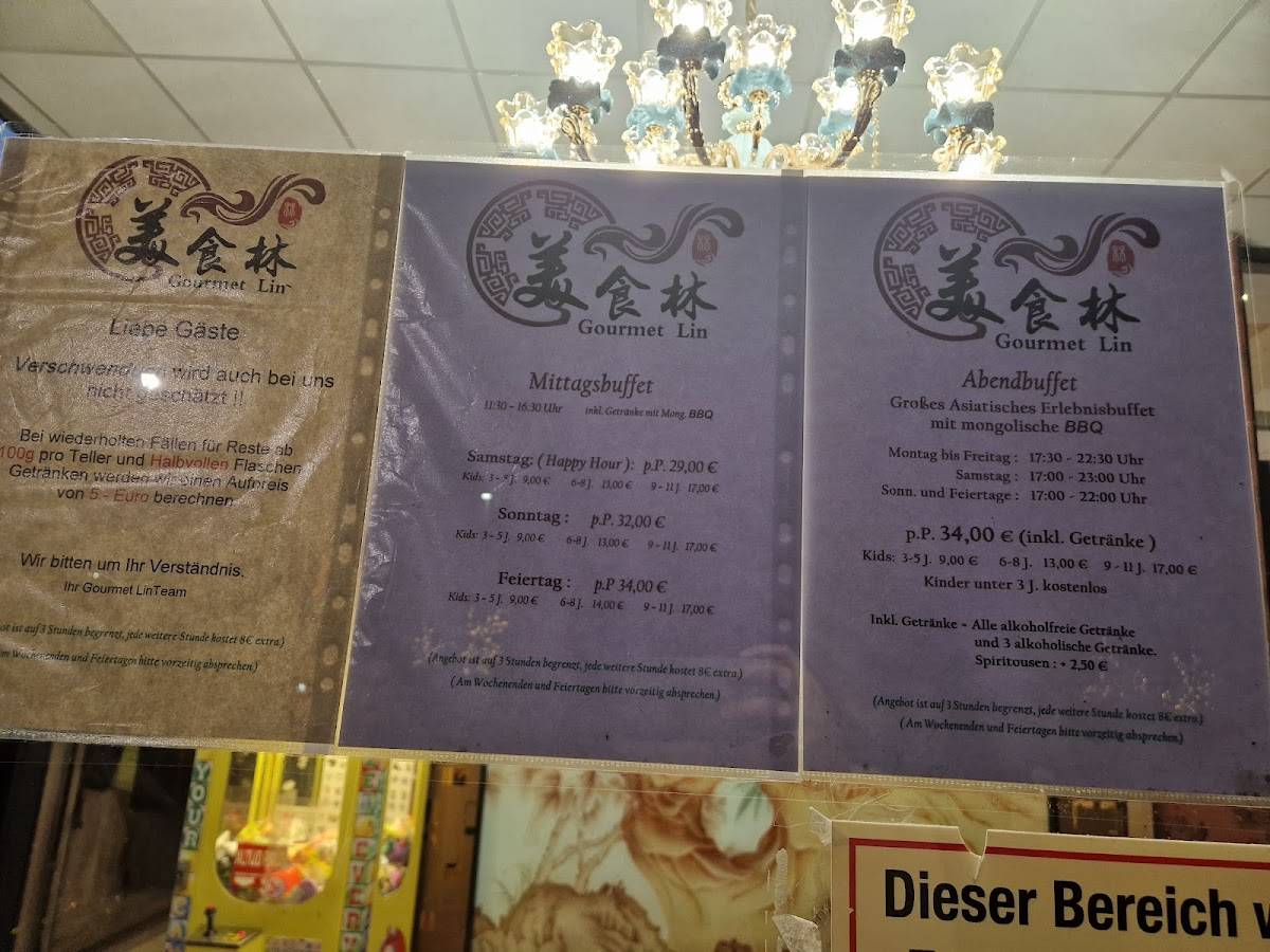 Menu de Gourmet Lin