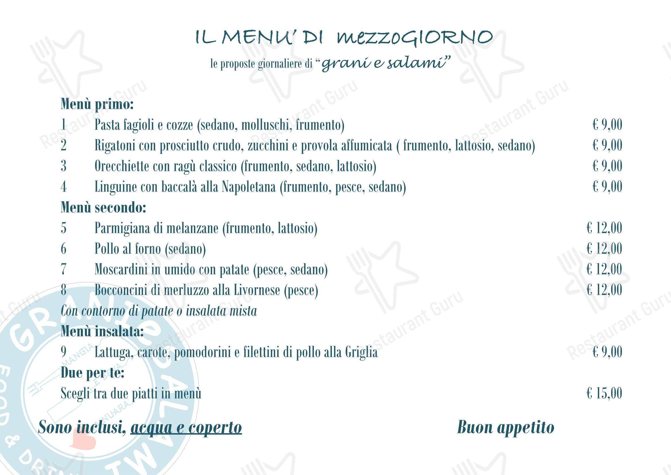Grani e Salami in Novara - 菜单