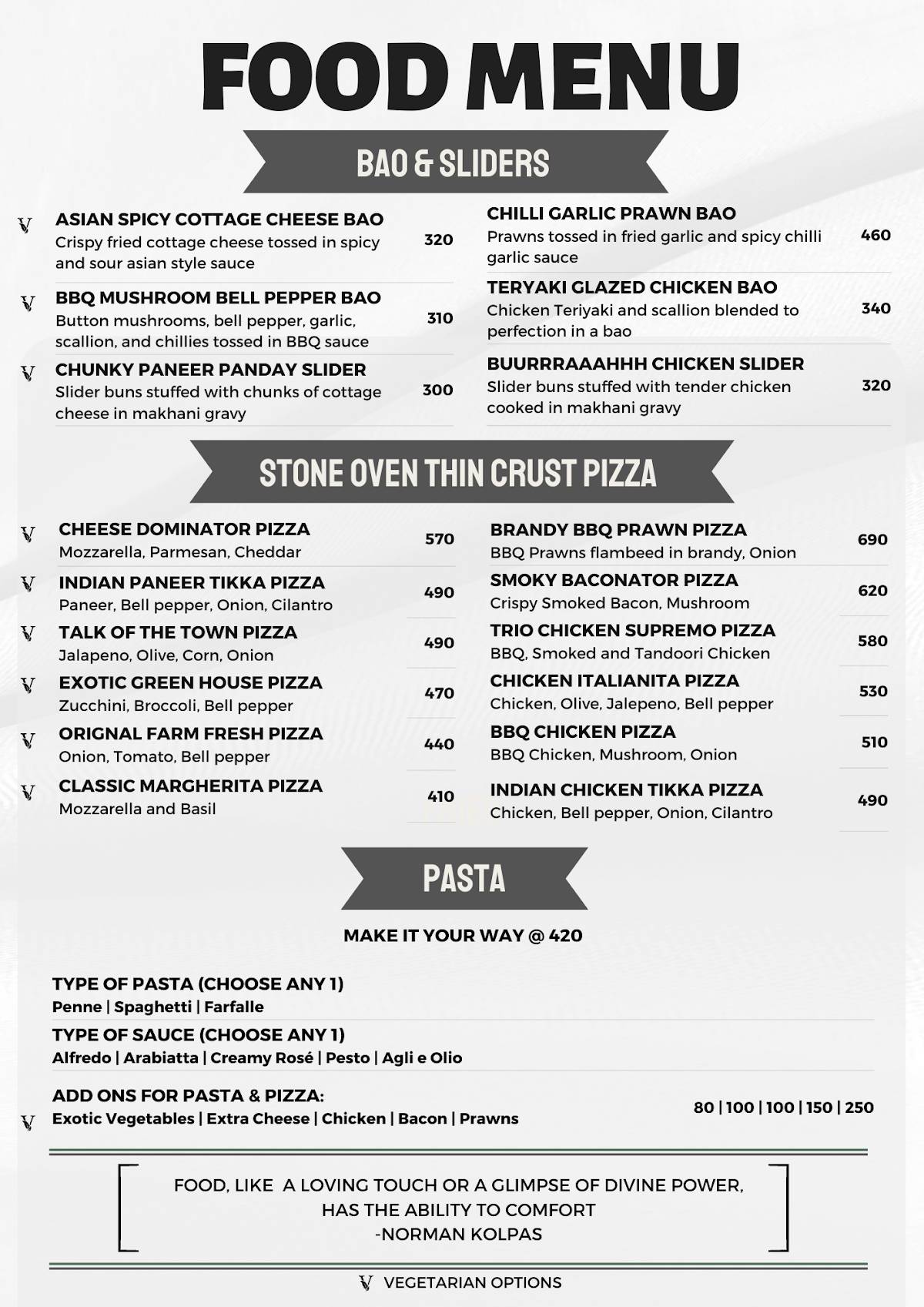 Grapevine - Rooftop Tavern menu