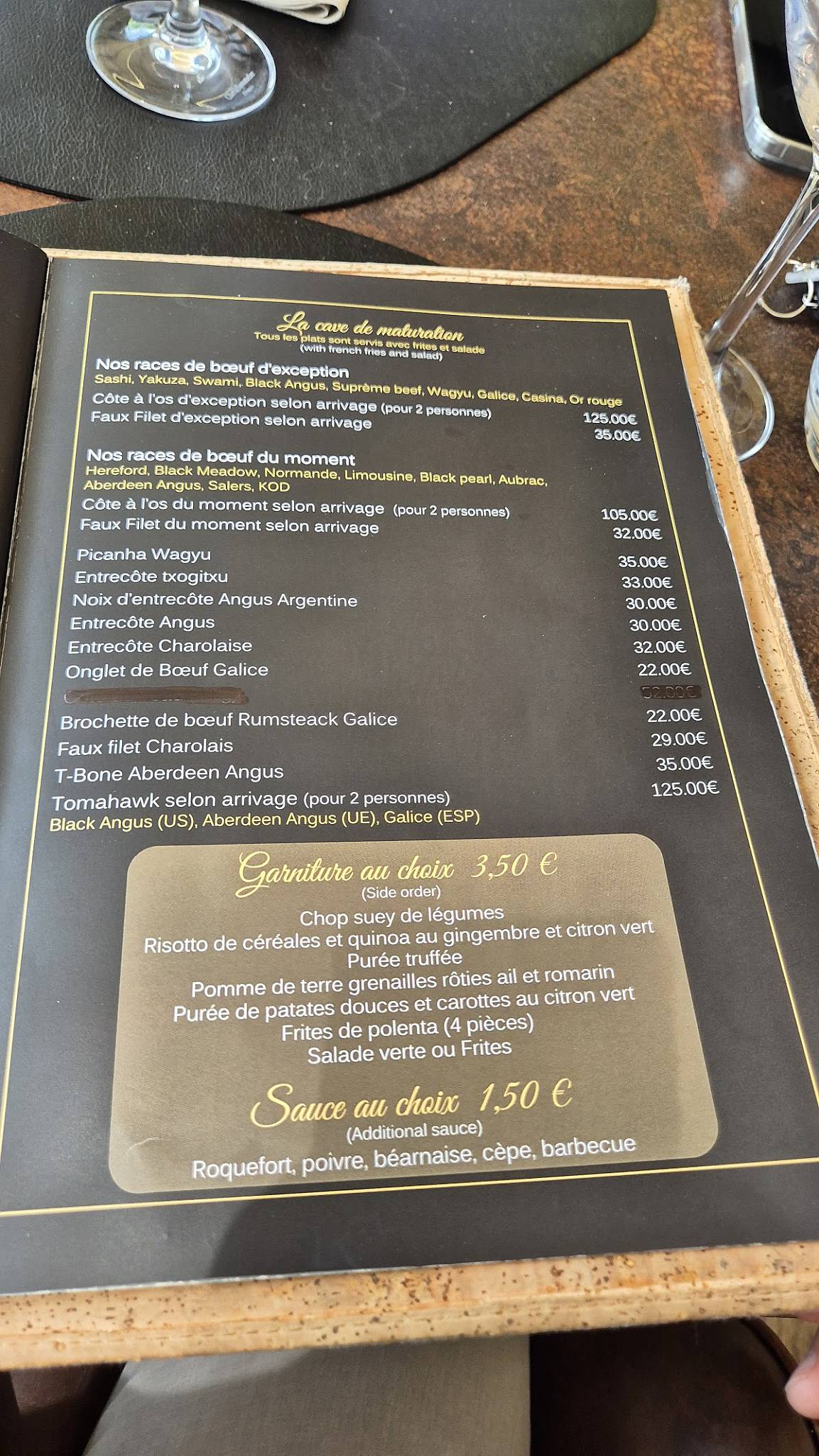 Menu de Le Paddock