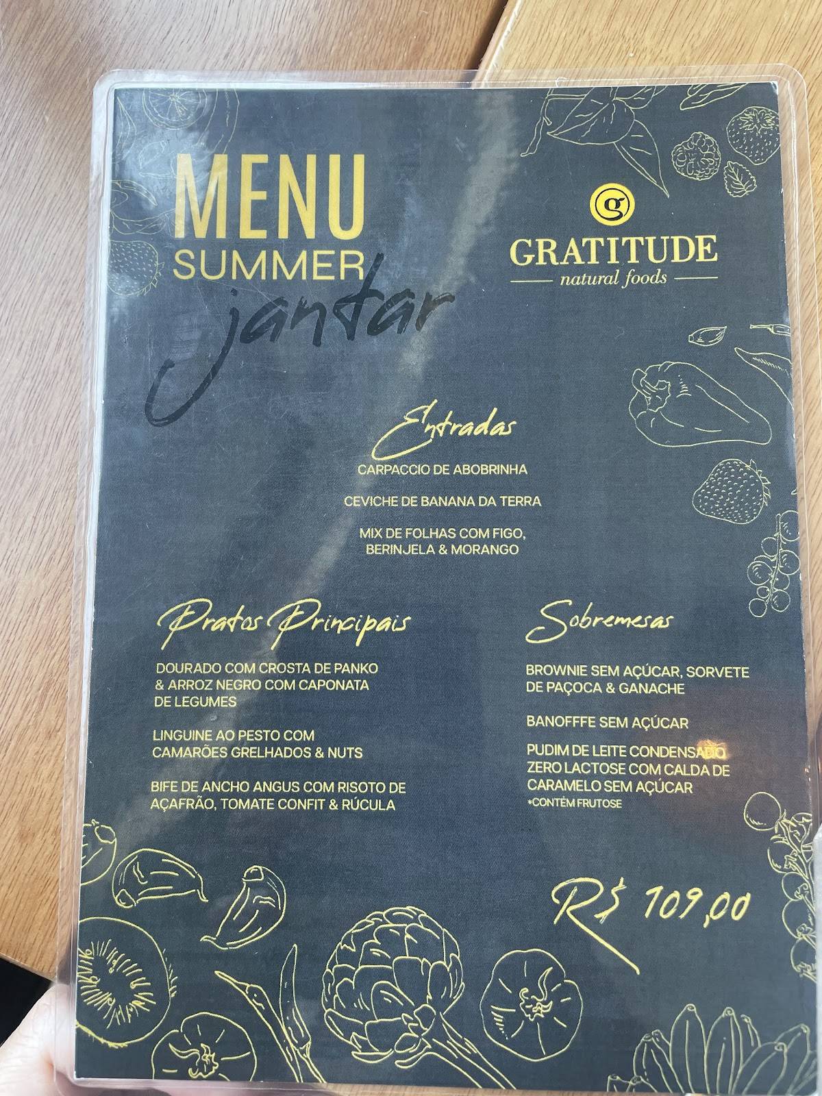 Gratitude Natural Foods Vogue Square cardápio