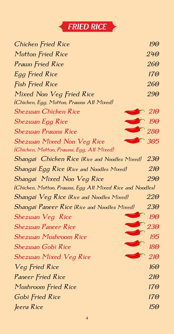 Green Tree Restaurant menu