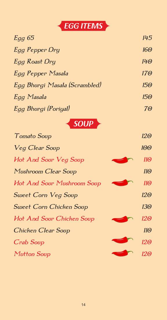 Green Tree Restaurant menu