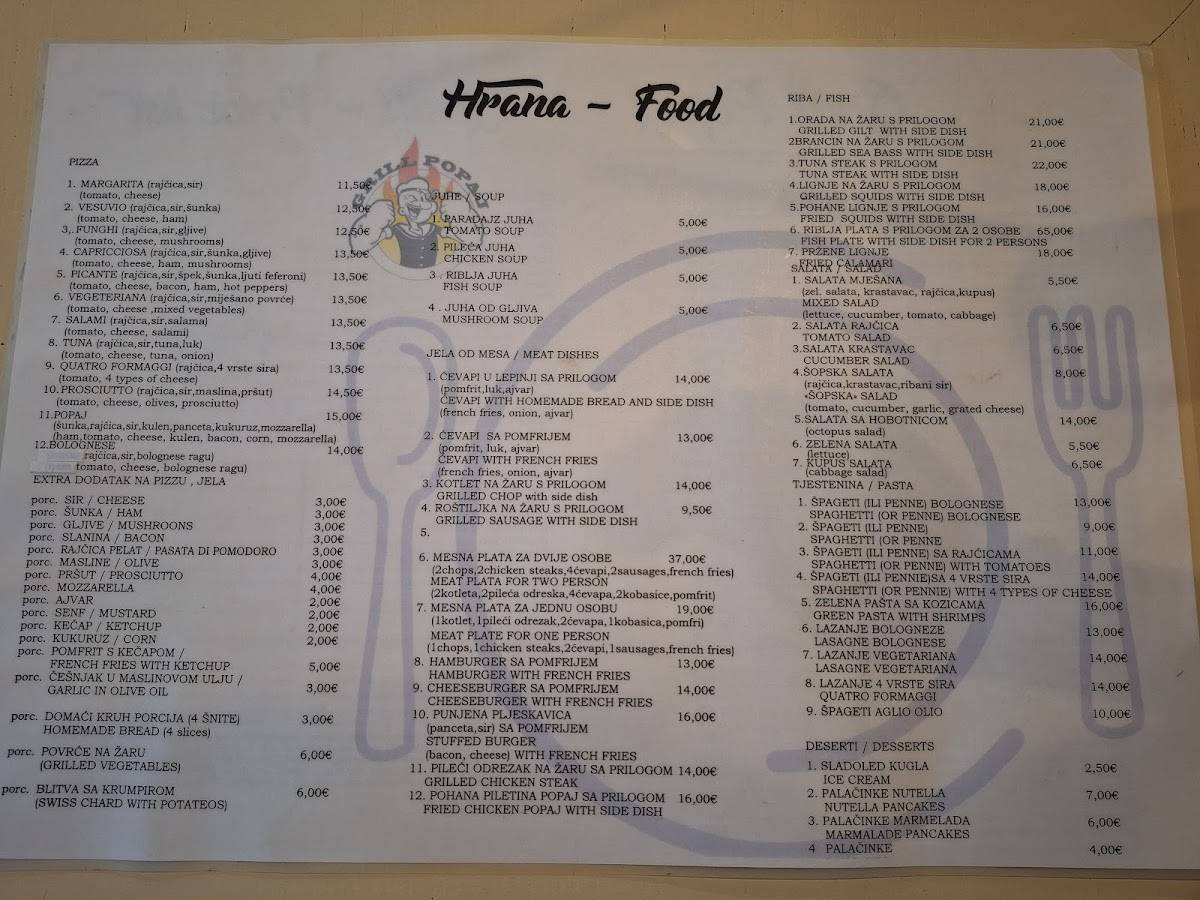 Menu di Grill Popaj Srima 