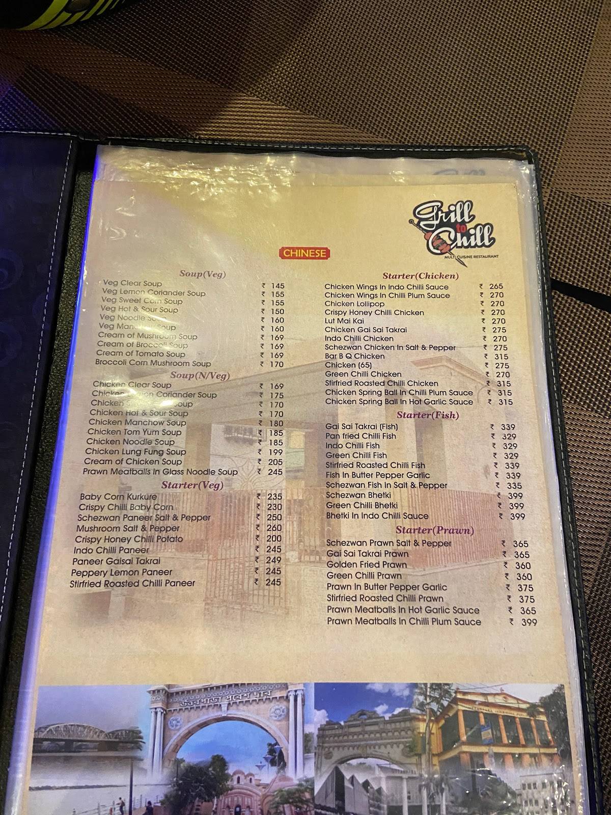 Grill to Chill menu