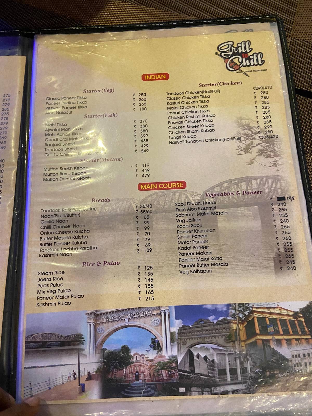 Grill to Chill menu