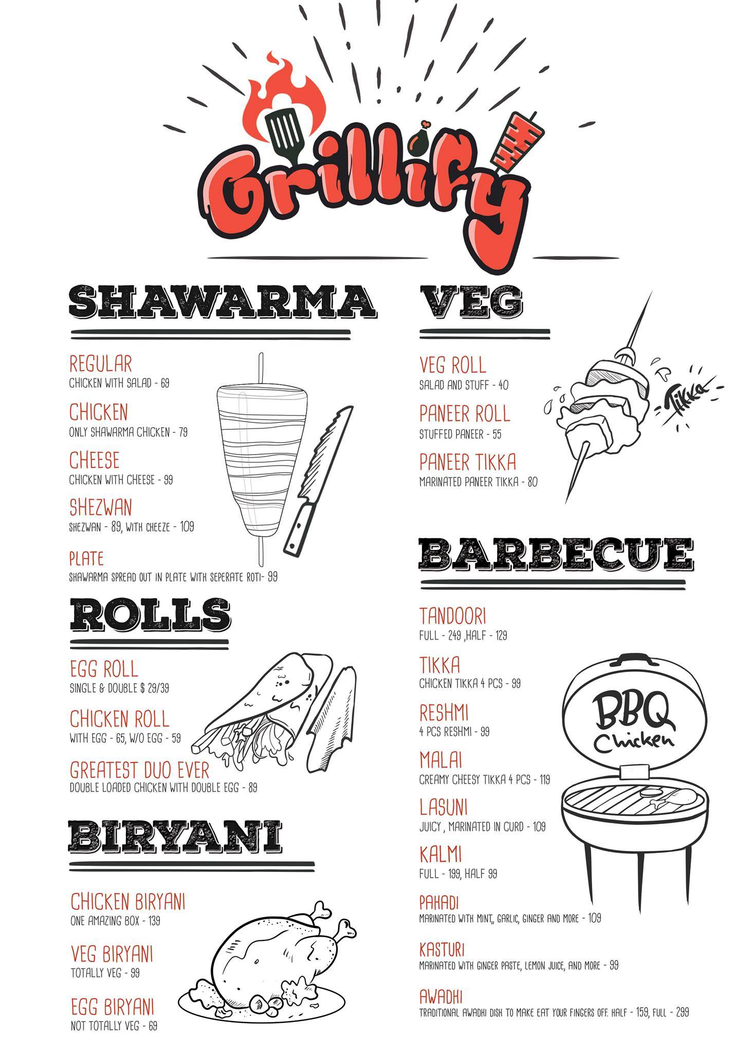 Grillify menu