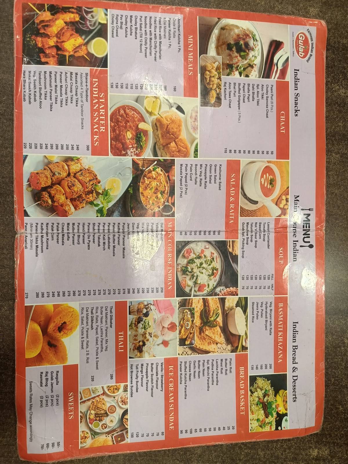 Gulab Sweets menu