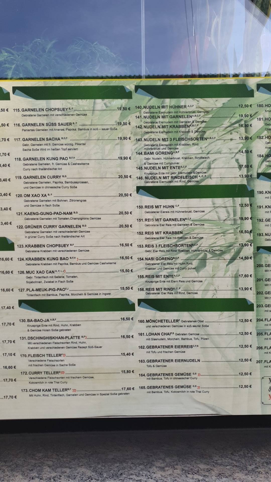 Speisekarte von ChinaThai Bambusgarten Nguyen restaurant, Günzburg
