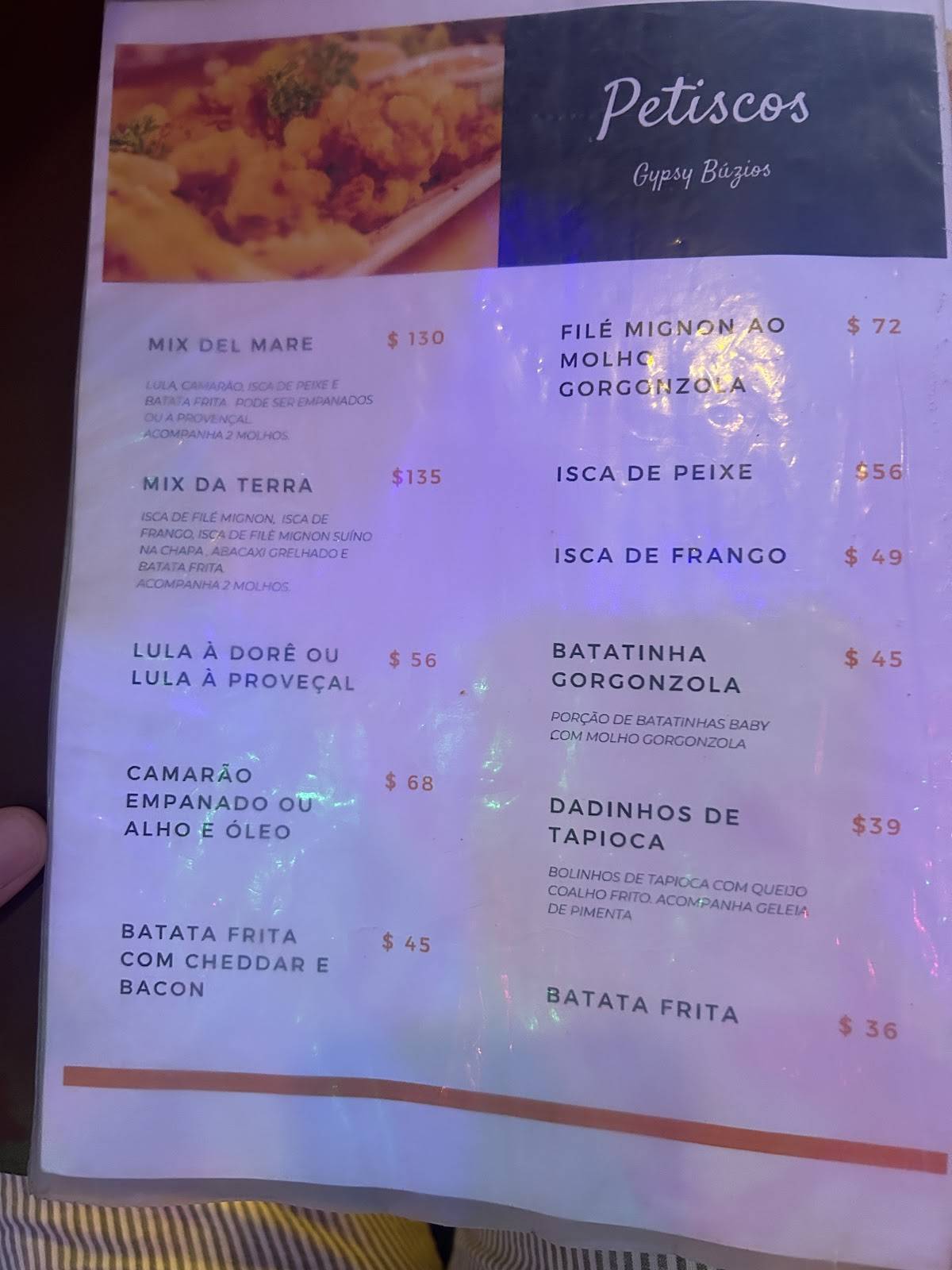 Gypsy Búzios cardápio