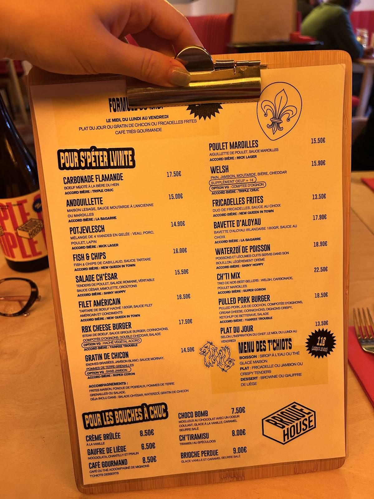Menu de Estaminet Hein