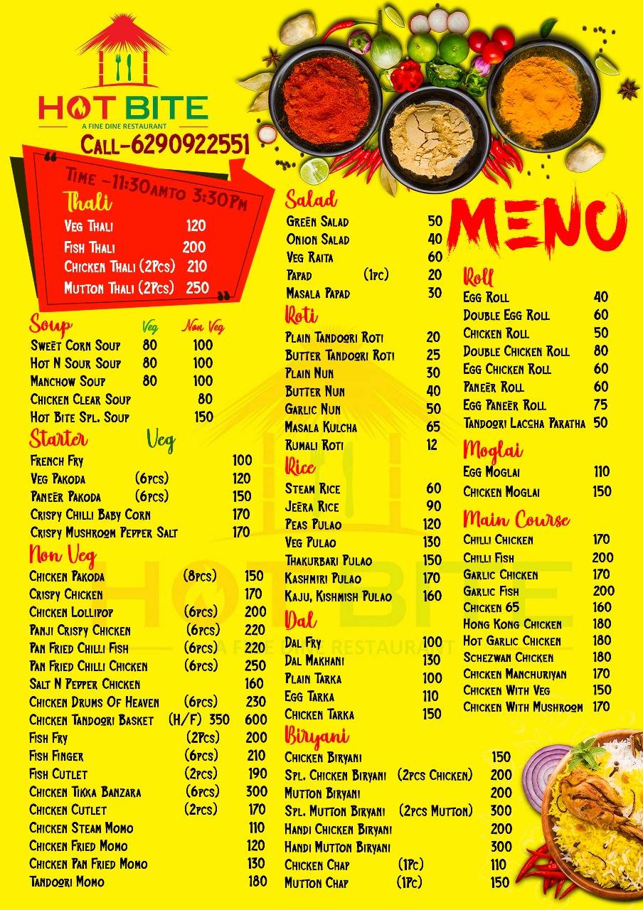 HOT BITE - The Family Restaurant menu