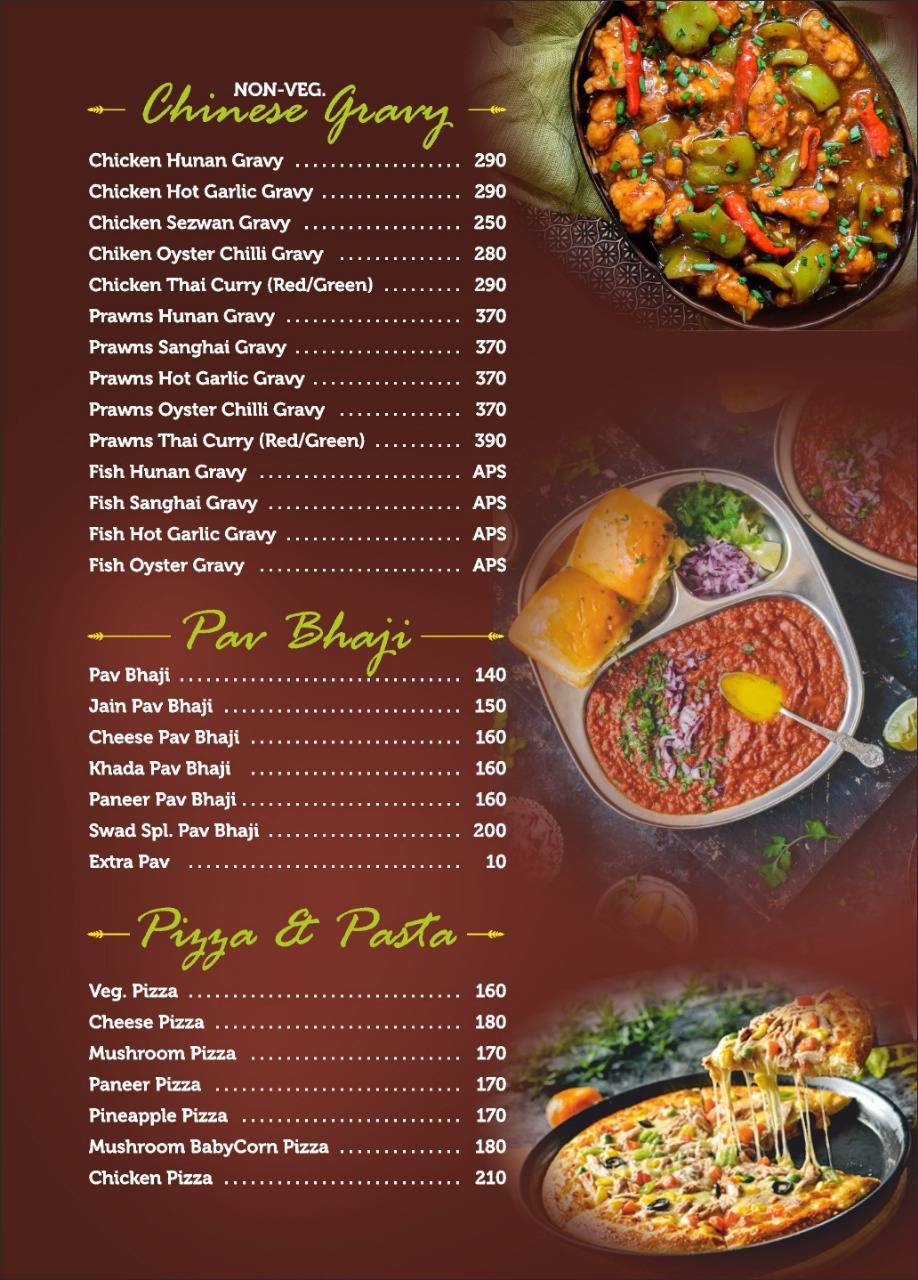 HOTEL SWAD FAMILY RESTAURANT menu