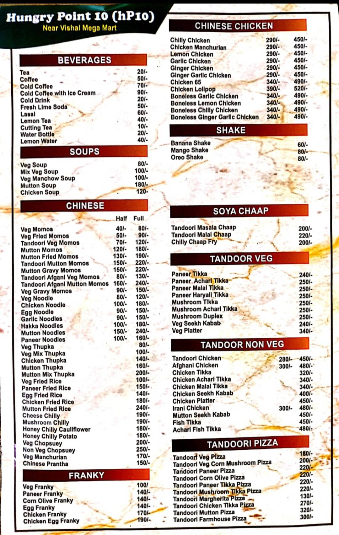 HUNGRY POINT 10 ( HP10) menu