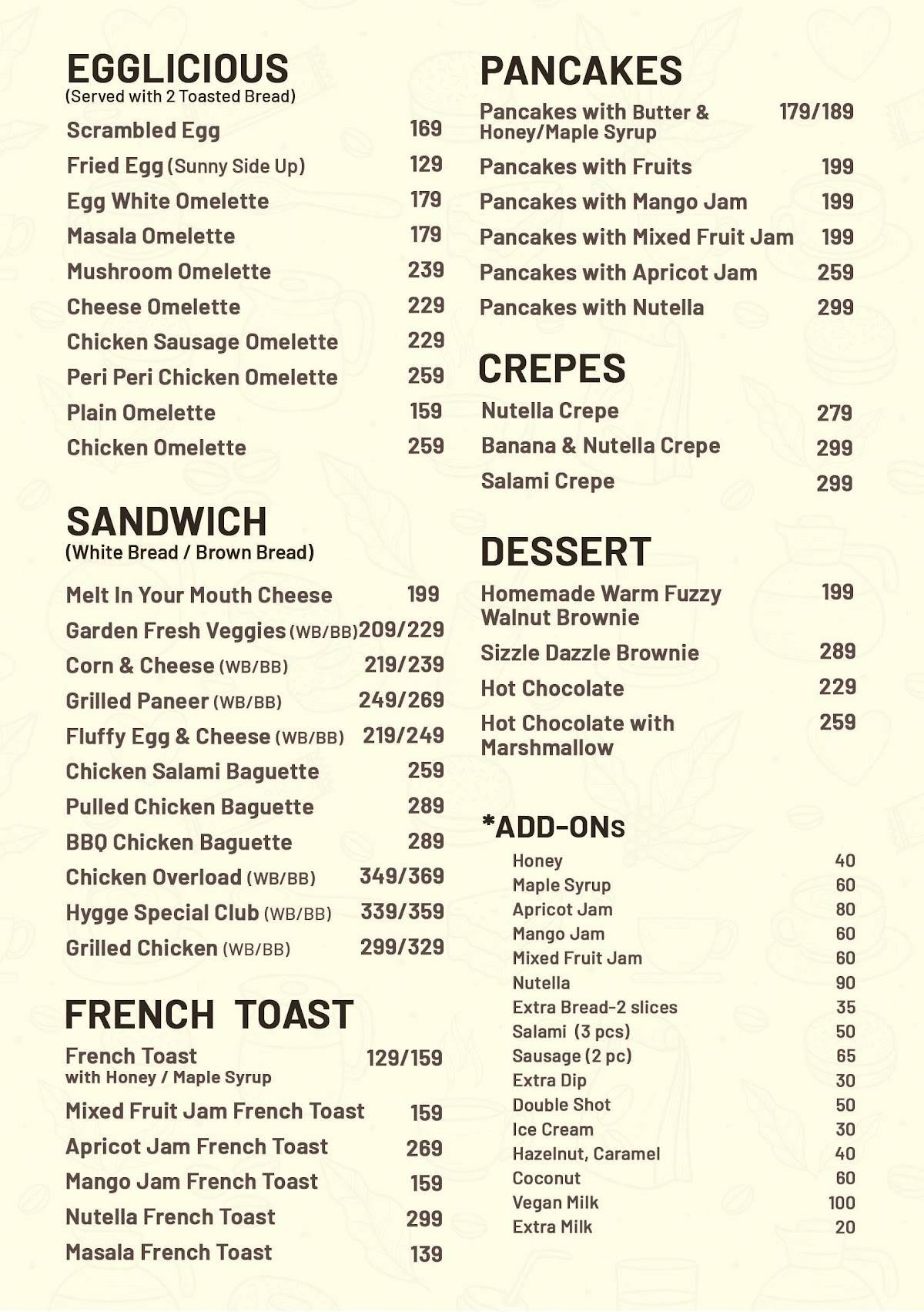 HYGGE menu