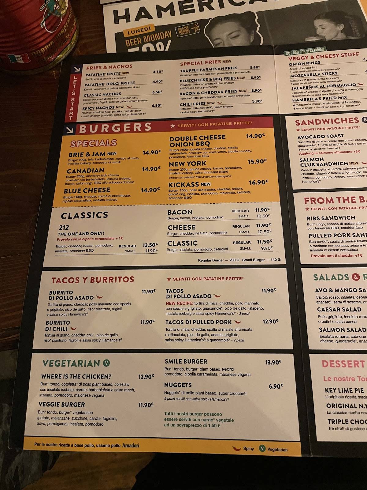 Menu di Hamerica's 