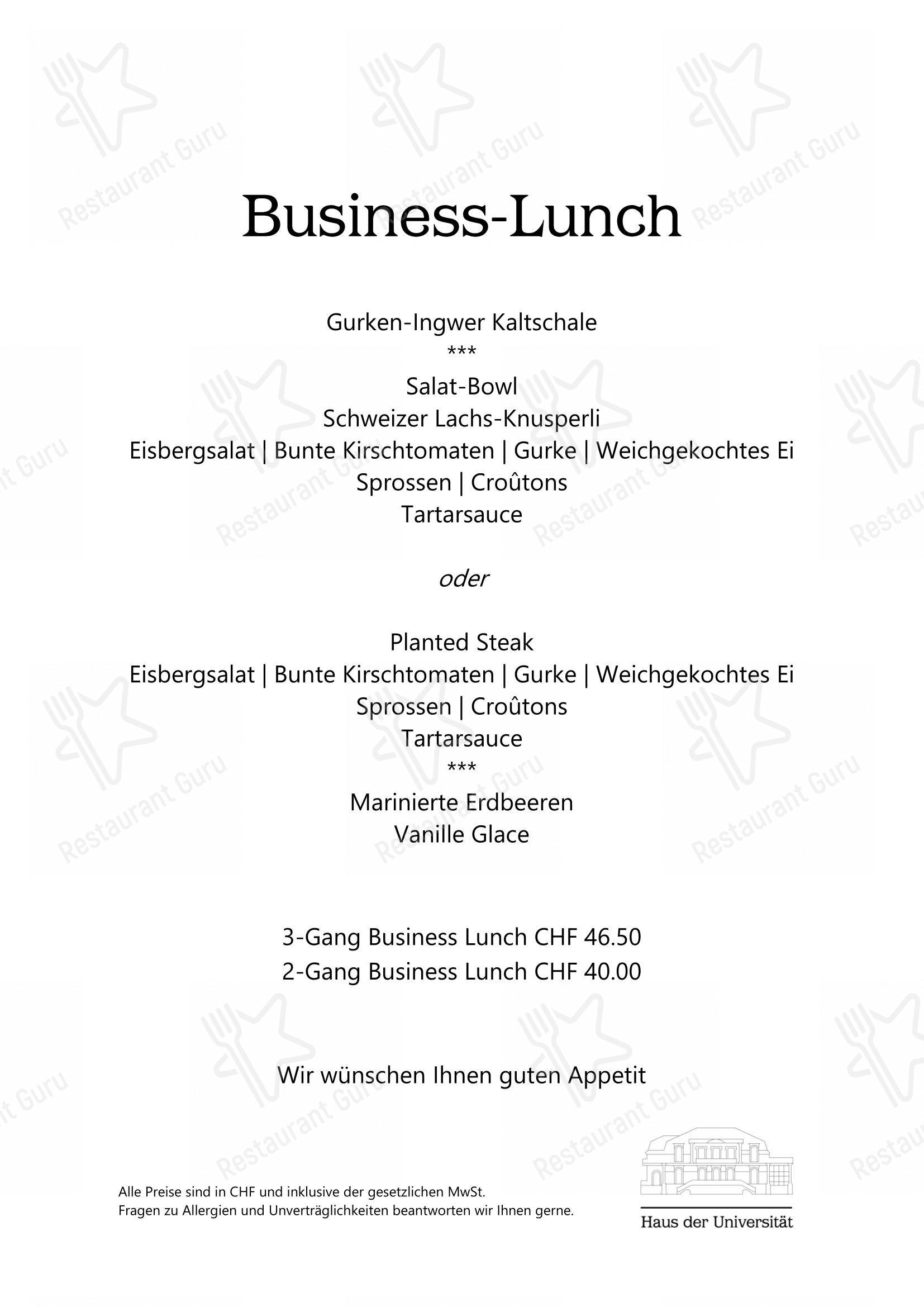 Основное меню per Haus der Universität Bern in Berna