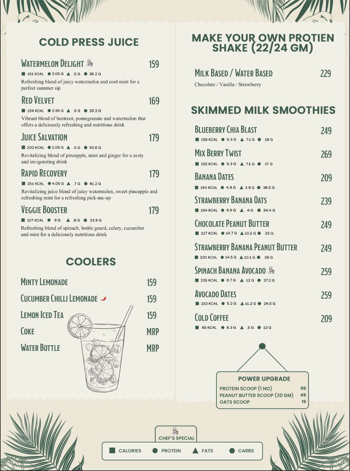 Healthy Chef menu