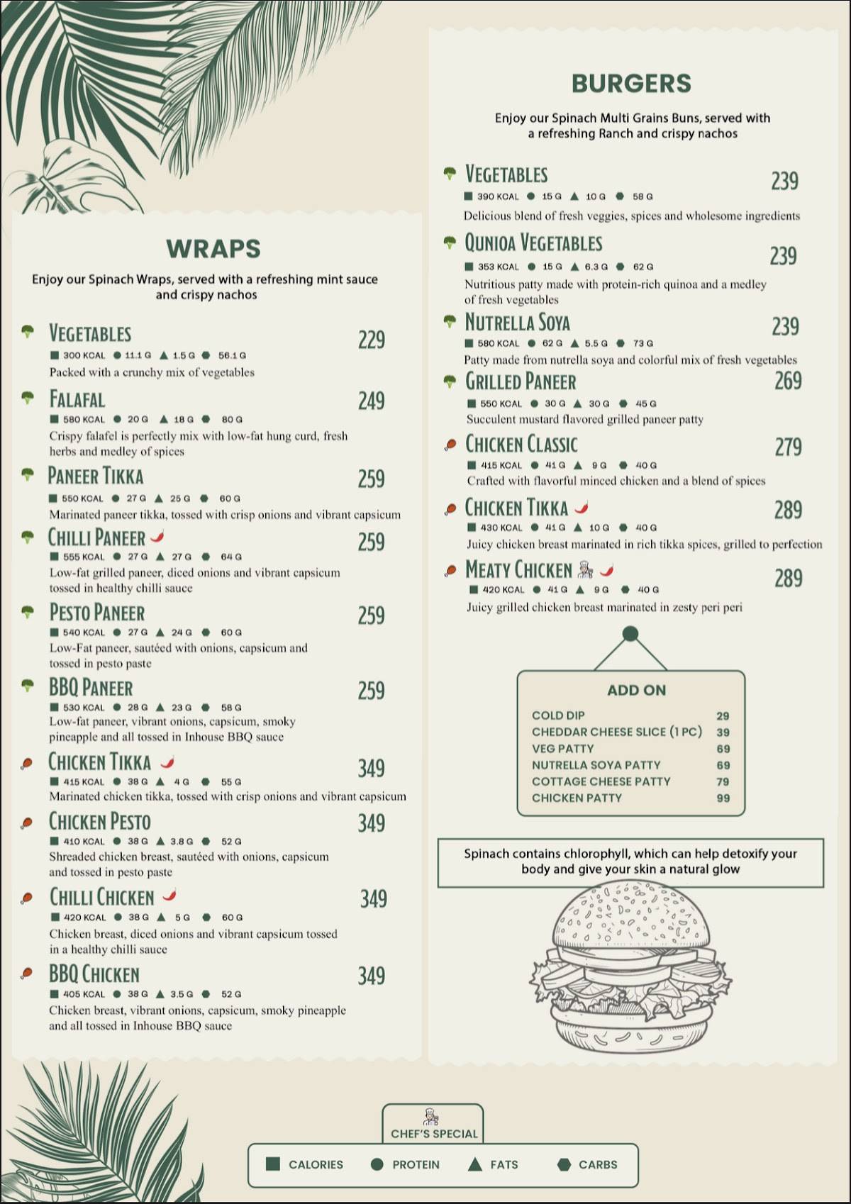 Healthy Chef menu