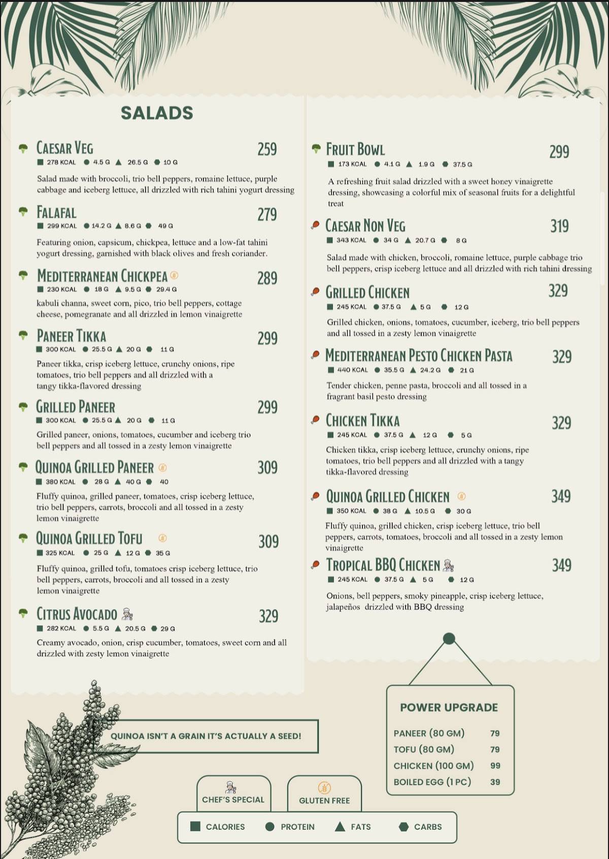Healthy Chef menu