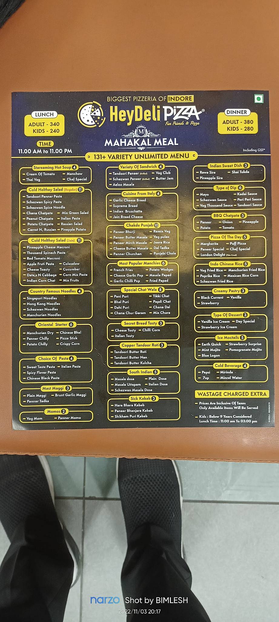 Menu at Heydeli Pizza, Indore