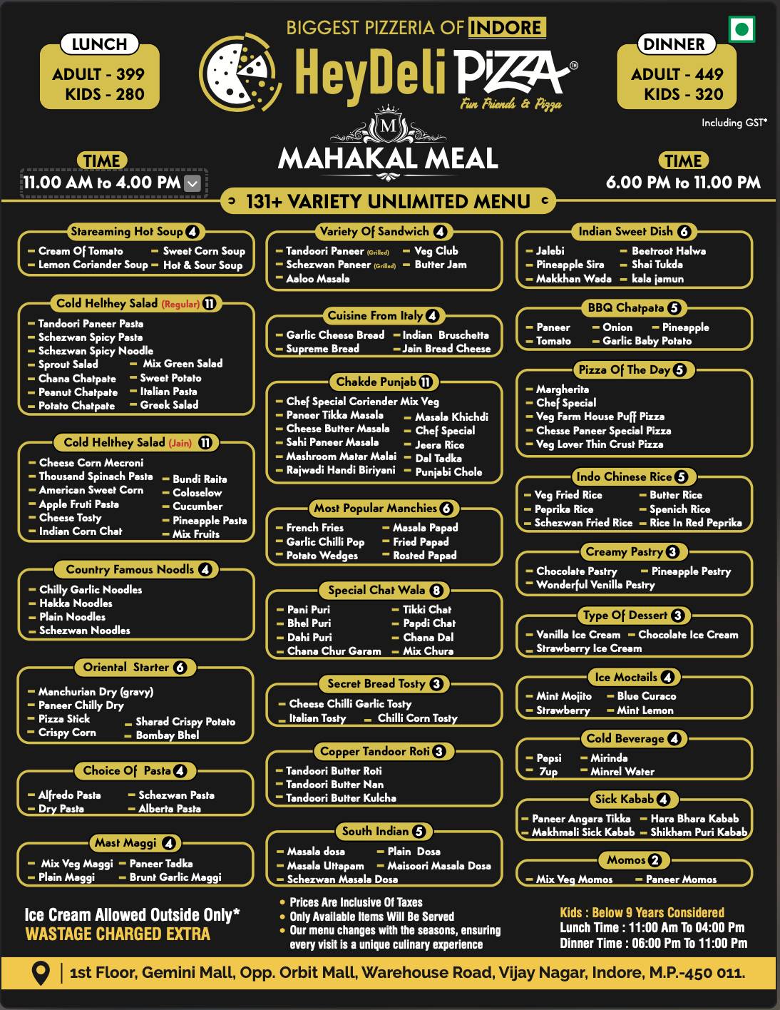 Heydeli Pizza menu